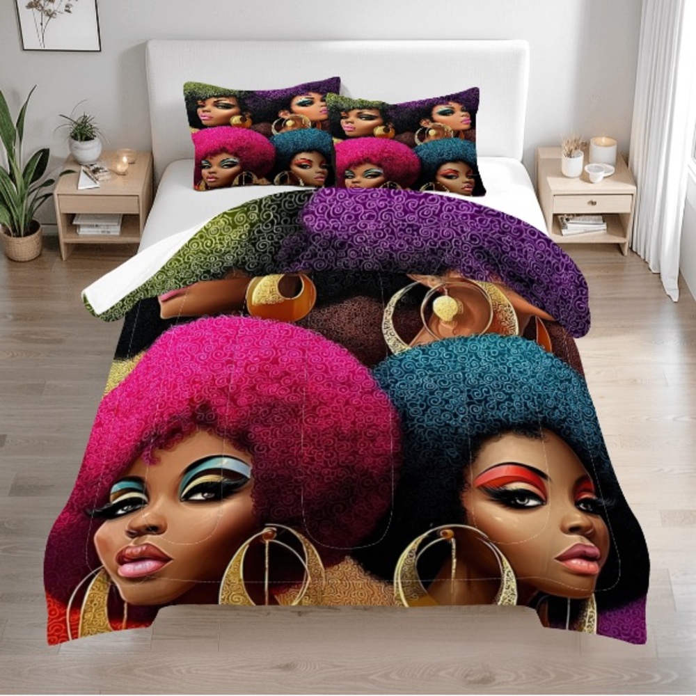 AfroChic Vibrant Multicolor Afro Art Bedding Set